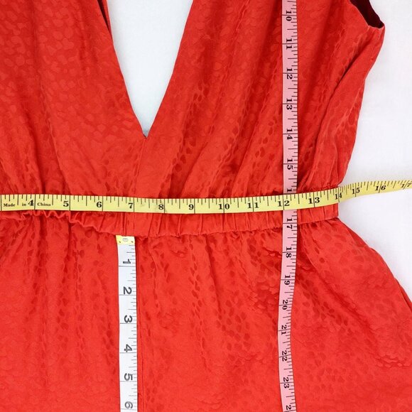 Roseanna Orange Leopard Print Romper 100% Silk Deep V Neck Large EU 40 France - Picture 7 of 8